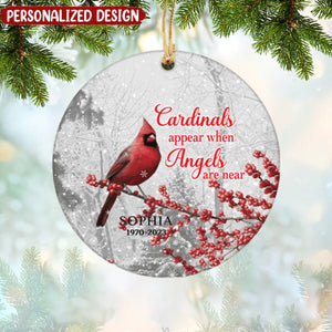 Cardinal Appear When Angels Are Near - Personalized Ceramic Ornament - Memorial Gift