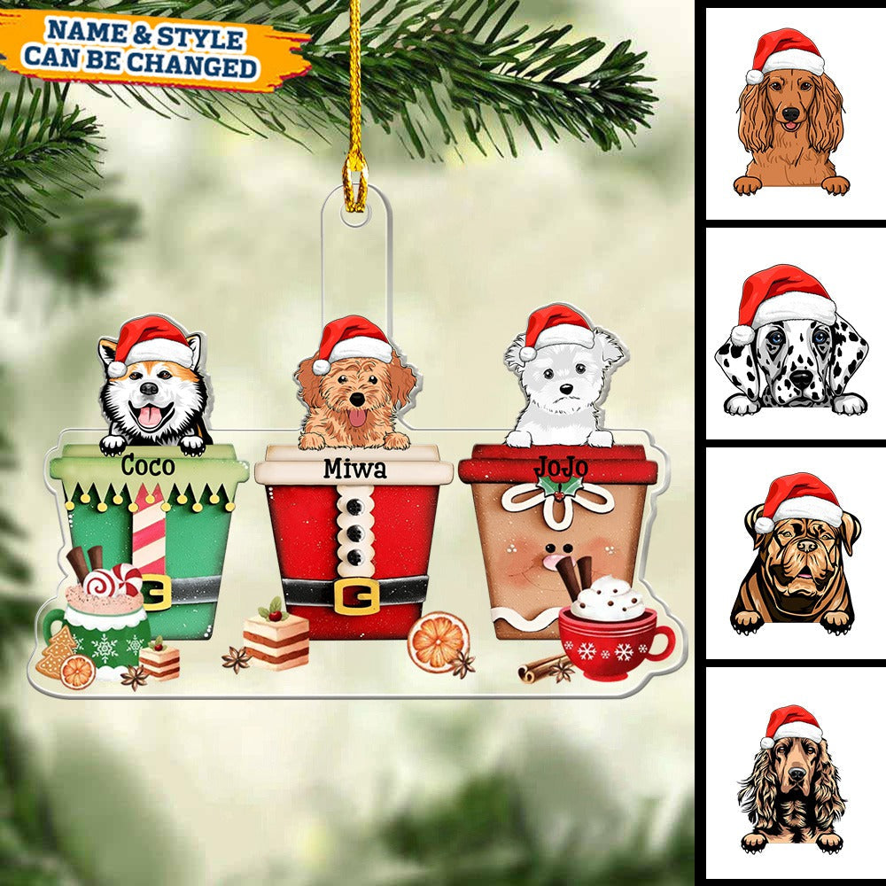 Personalized Christmas Dog Puppy Pet In Cup Acrylic Ornament