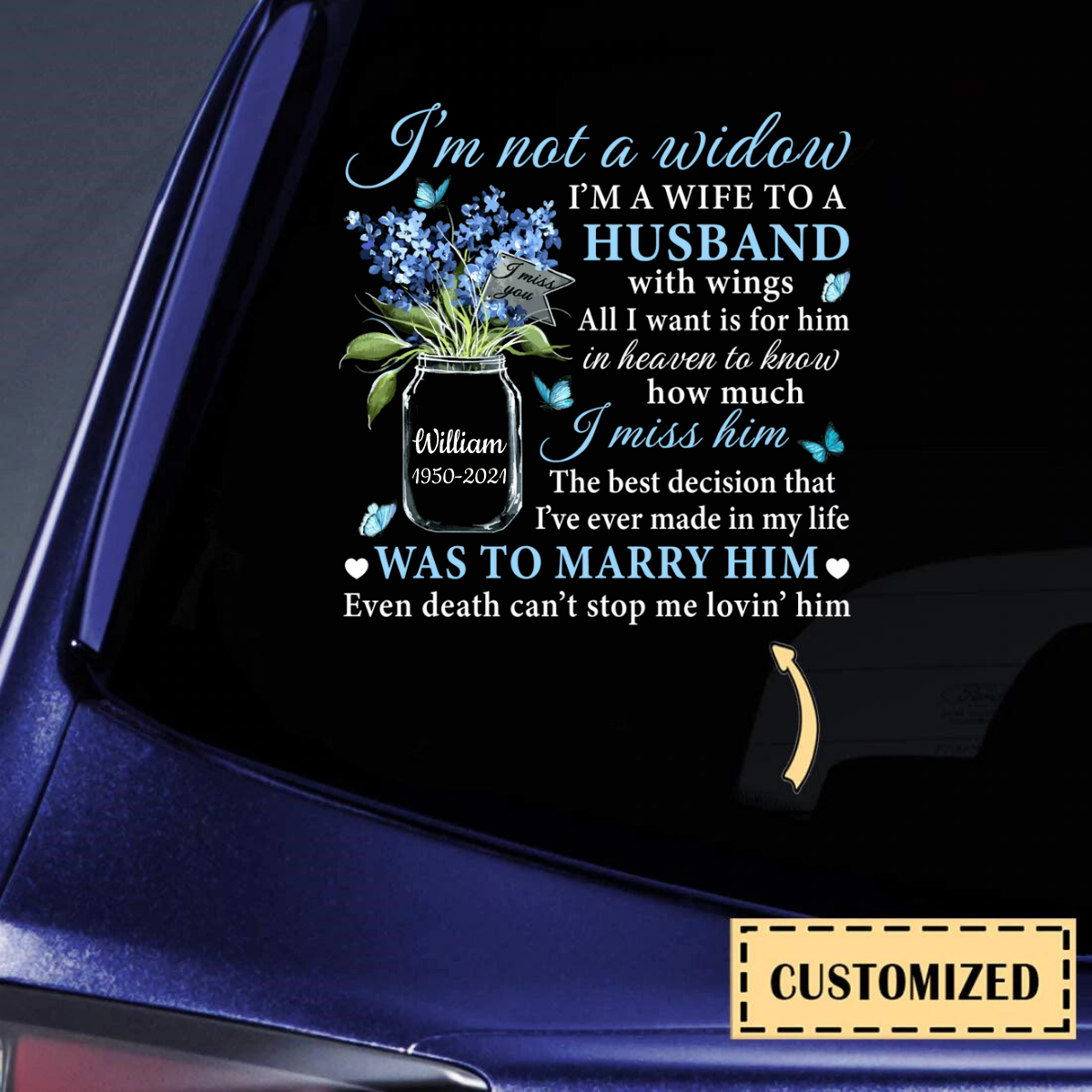 I'm Not A Widow I'm A Wife To A Husband With Wings Memorial Decal