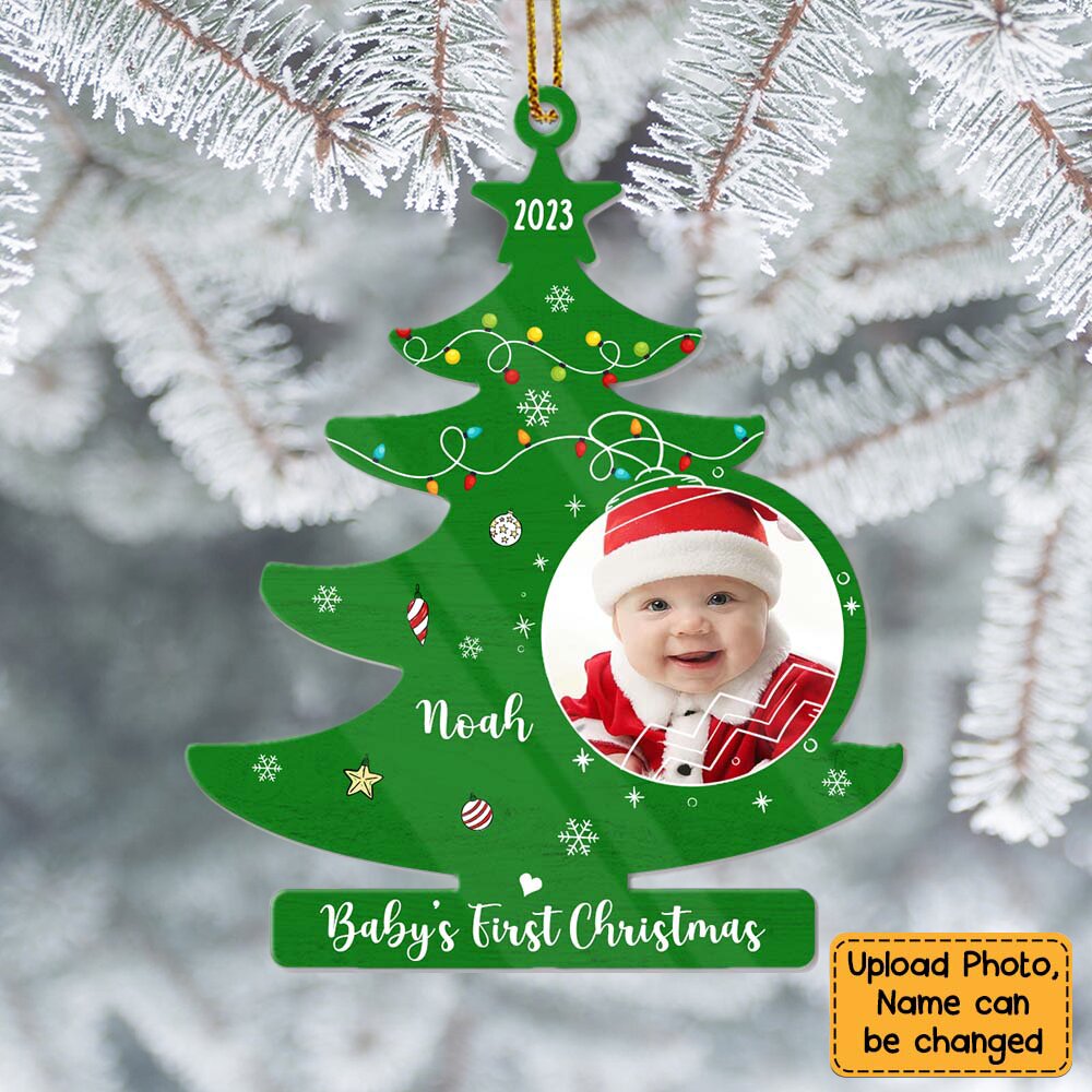 Upload Photo Baby's First Christmas Tree Ornament