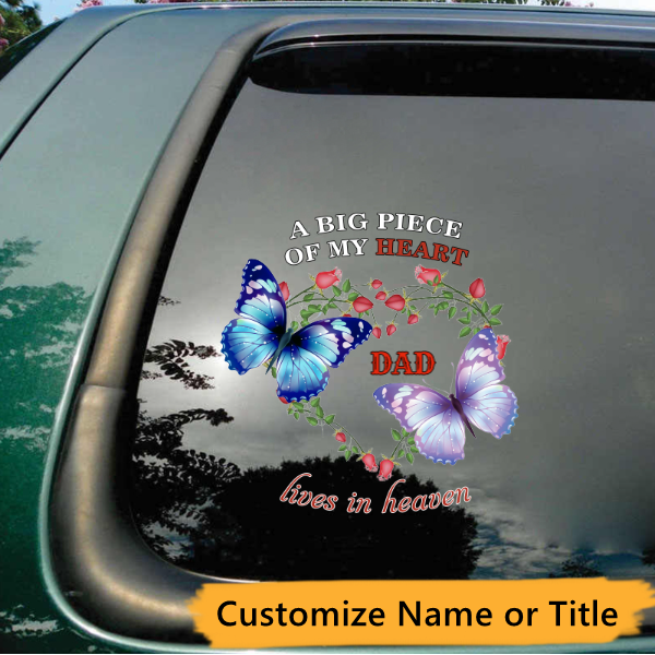 Personalized Butterfly A Big Piece Of My Heart Decal