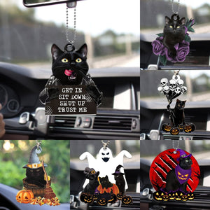 Black Cat Witch Halloween Pumpkin Car Hanging Decorative Ornament