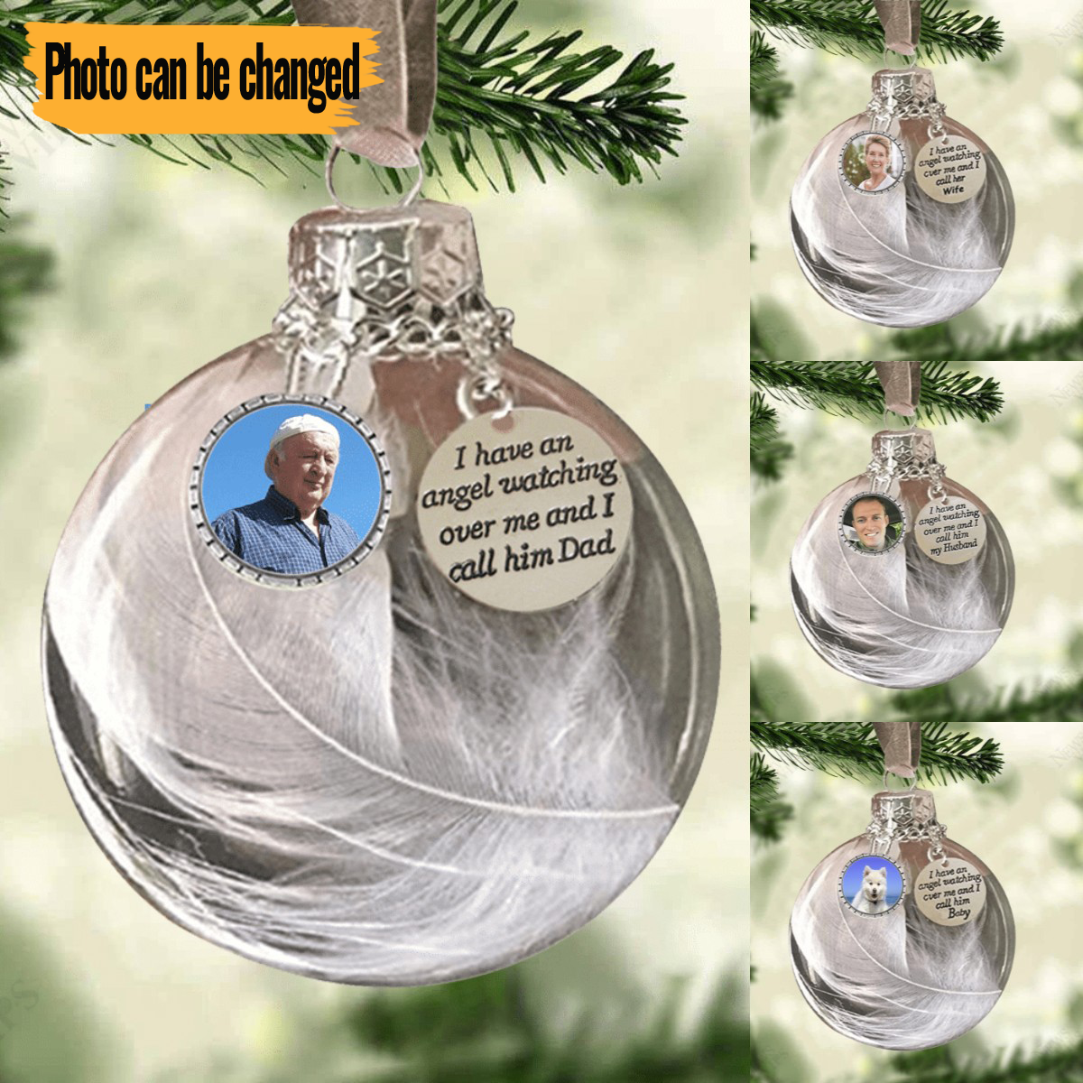 Personalized I Have An Angel In Heaven Feather Ball Memorial Ornament