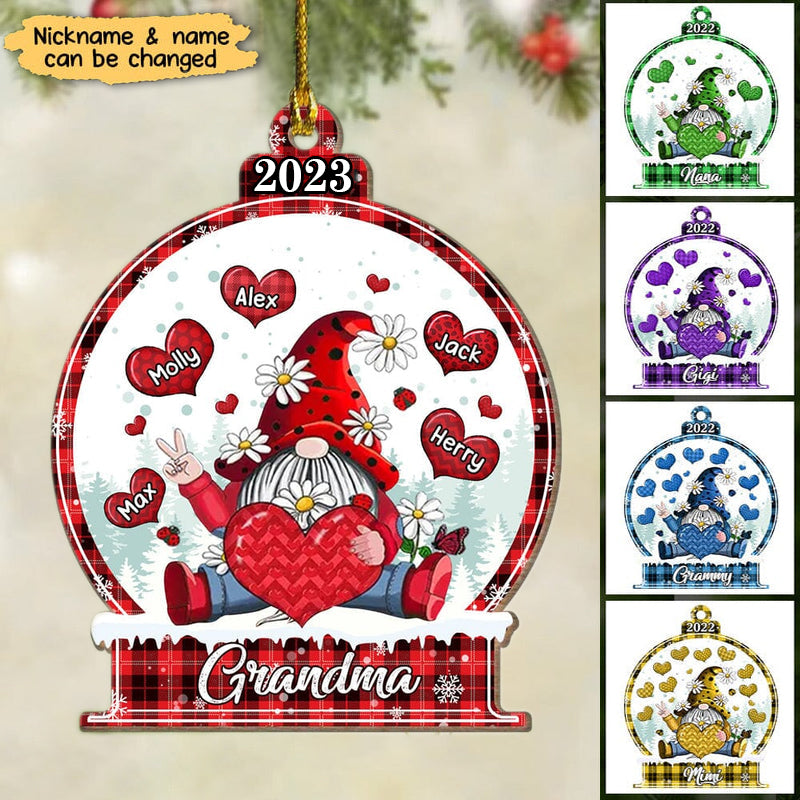 Christmas Dwarf Grandma Mom Nana With Sweet Heart Kids Personalized Ornament