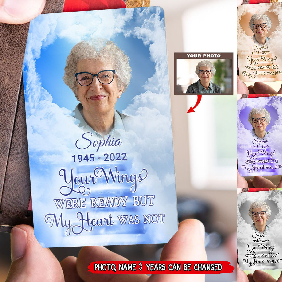 Metal Wallet Card - Your Wings Were Ready But My Heart Was Not - Memorial Gift From Photo