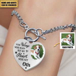 Your Wings Were Ready But My Heart Was Not - Personalized Photo Heart Bracelet