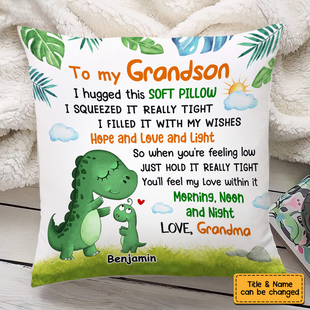 Personalized Grandson Dinosaur Pillow
