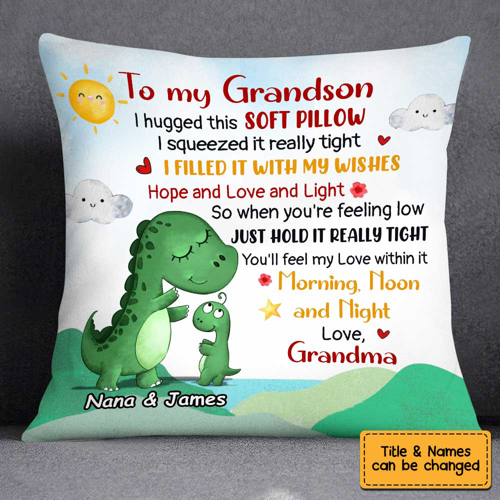 Personalized Dinosaur Grandson Hug This Pillow