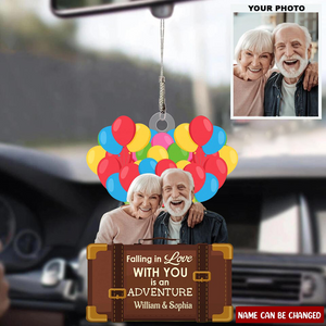 Personalized Photo Mica Ornament - Gift For Couple - Falling In Love With You Is An Adventure