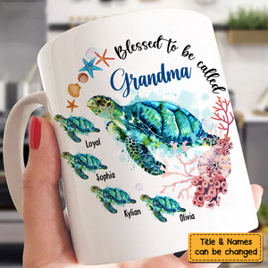 Personalized Blessed To Be Called Grandma Turtle Mug