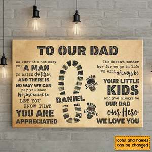 Personalized Gift To My Dad Camo Footprints Poster