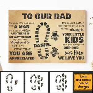 Personalized Gift To My Dad Camo Footprints Poster