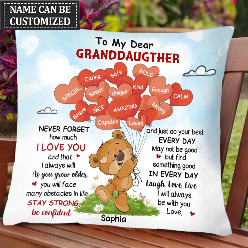 Birthday Gift For Granddaughter Bear Positive Pillow