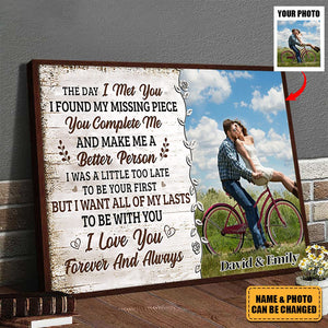 You Complete Me And Make Me A Better Person - Upload Image, Gift For Couples - Personalized Horizontal Poster