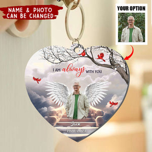 Memorial Upload Photo Wings, In Loving Memory In Heaven Personalized Keychain