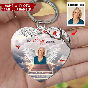 Memorial Upload Photo Wings, In Loving Memory In Heaven Personalized Keychain