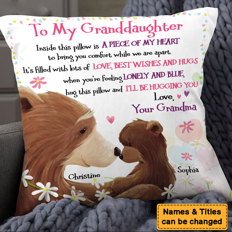 Gift For Granddaughter Penguin Flowers In Pillow