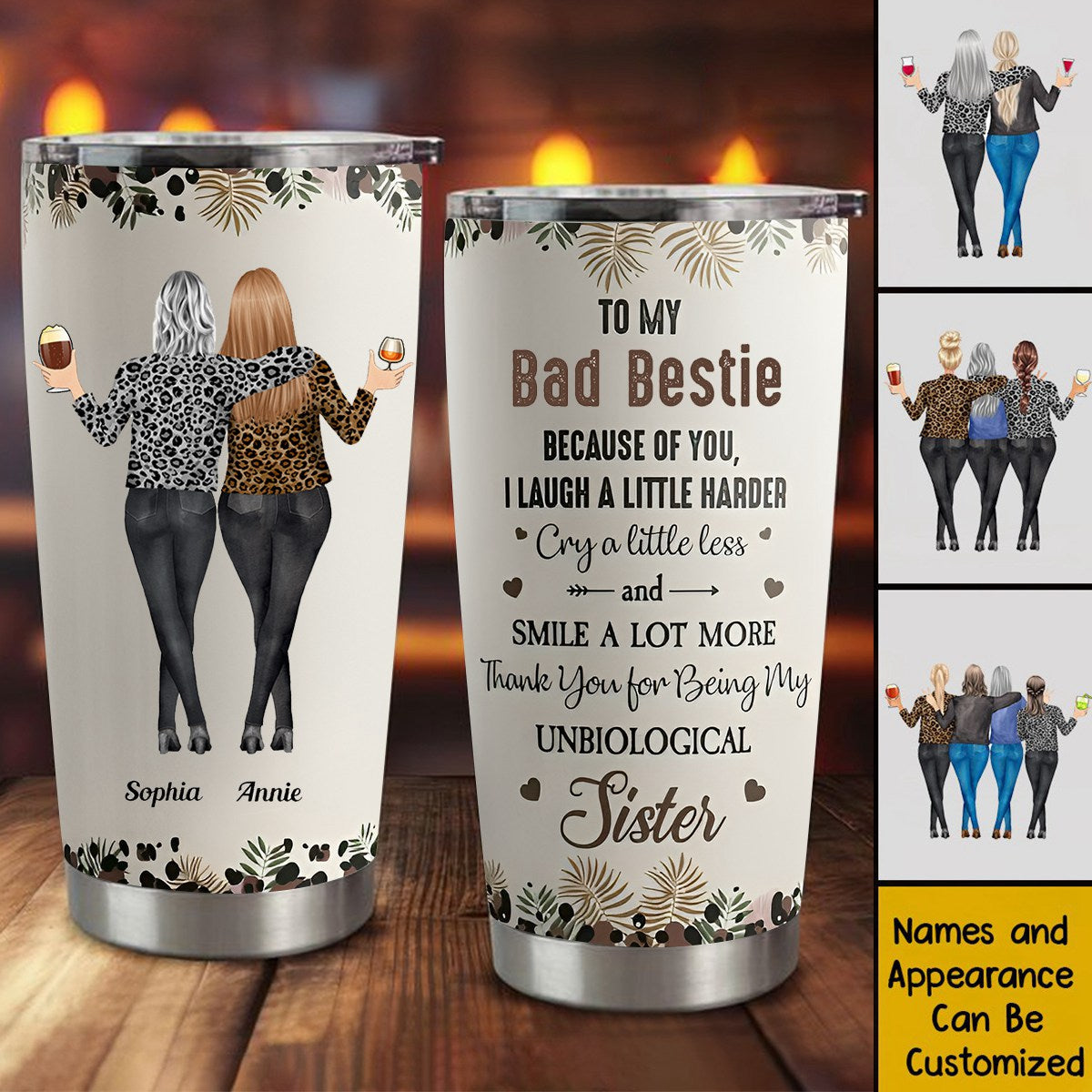 Because Of You I Laugh A Little Harder Friendship - Personalized Tumbler Cup