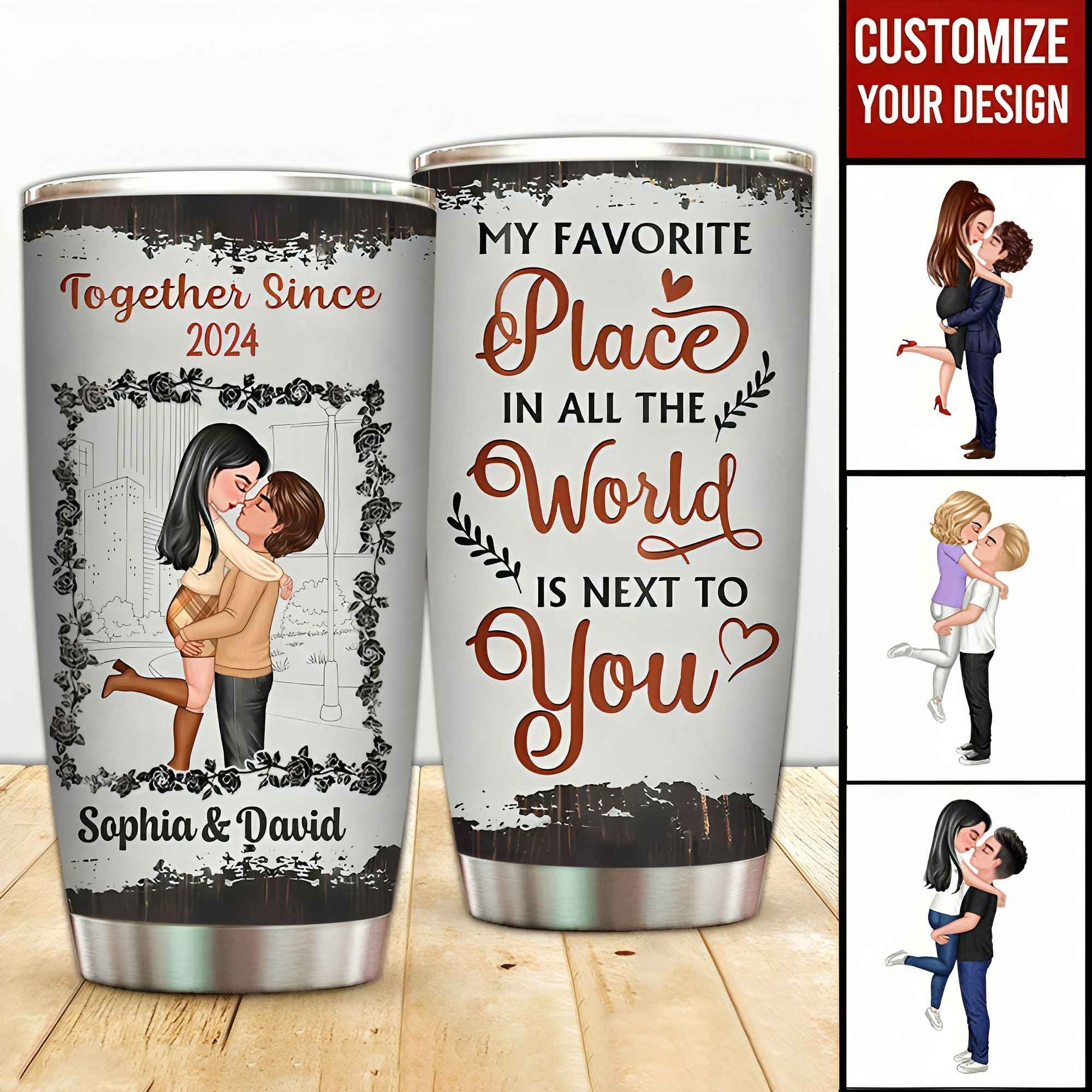 My Favourite Place In All The World - Personalized Tumbler - Anniversary Gift For Couple