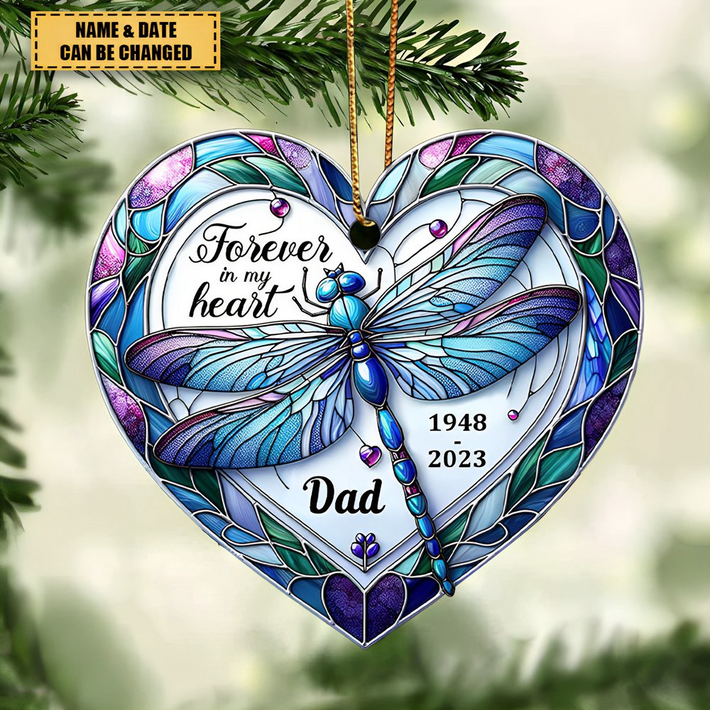 Forever In My Heart Memorial Dragonfly Personalized Acrylic Ornament