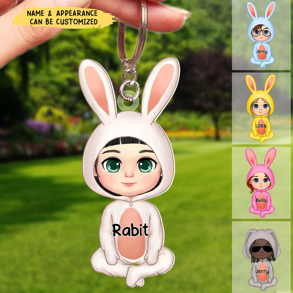 Easter Bunny Cute Kid Personalized Acrylic Keychain