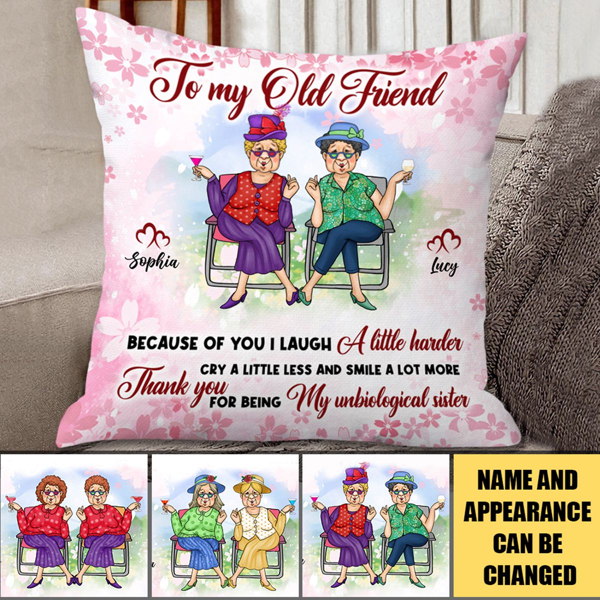 To My Old Friend Thank You For Being My Biological Sister - Personalized Pillow, Gift For Friends