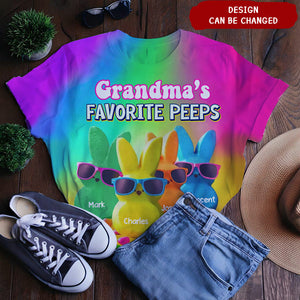 Grandma's Favorite Kids Rainbow Color Personalized 3D T-shirt