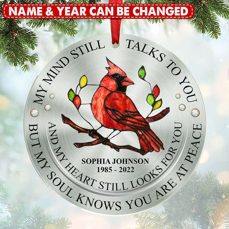 Memorial Cardinal My Mind My Heart My Soul Personalized Ornament