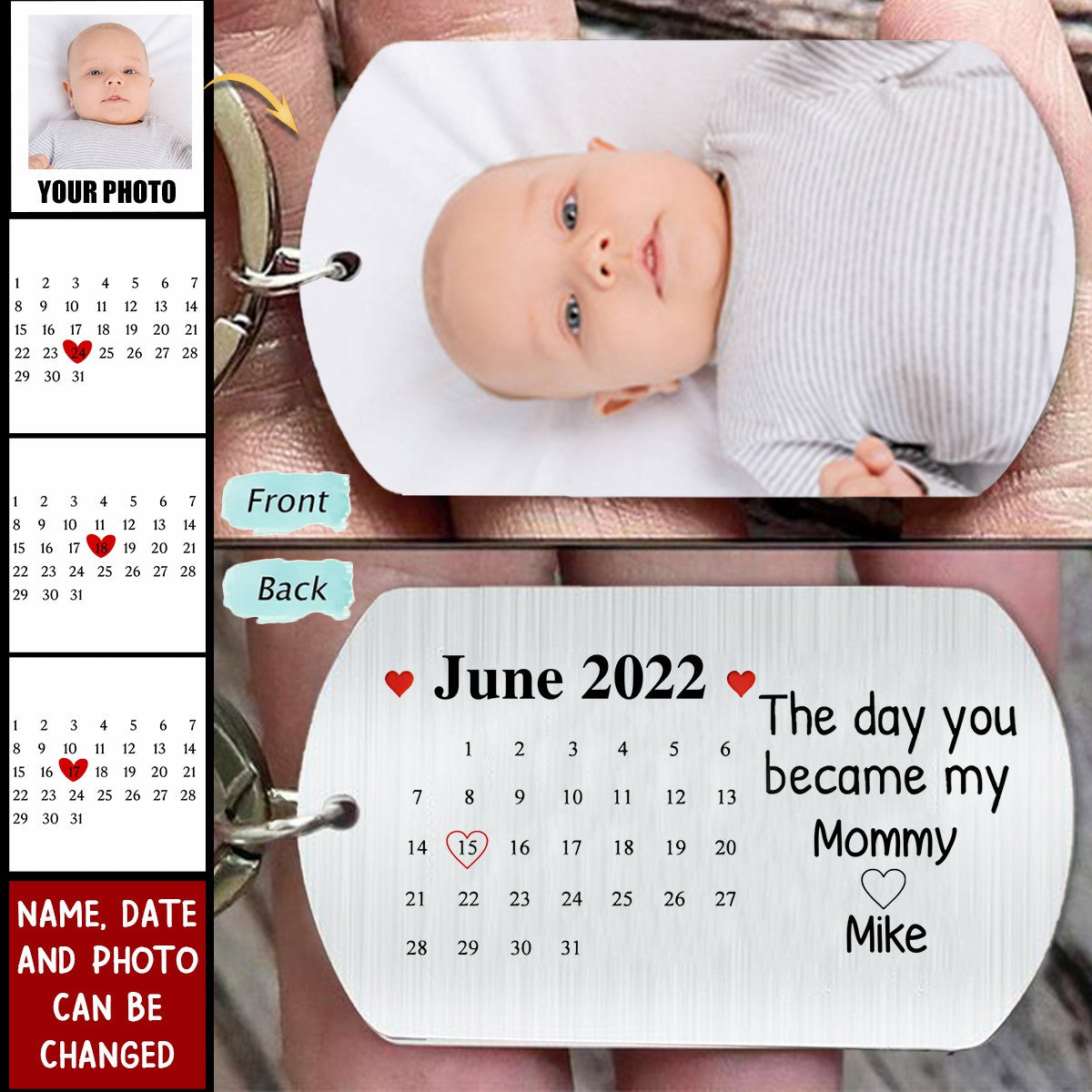 The Day You Became My Mommy/ Daddy Custom Photo Stainless Steel Keychain
