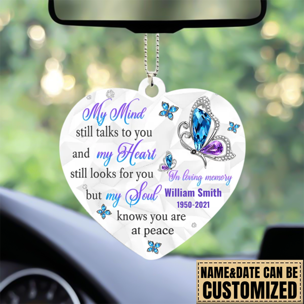 My Mind Still Talks To You Butterfly Personalized Actylic Flat Ornament