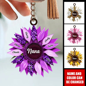 Nana, Mom, Auntie Sunflower - Birthday, Loving Gift For Mother, Grandma, Grandmother - Personalized Keychain