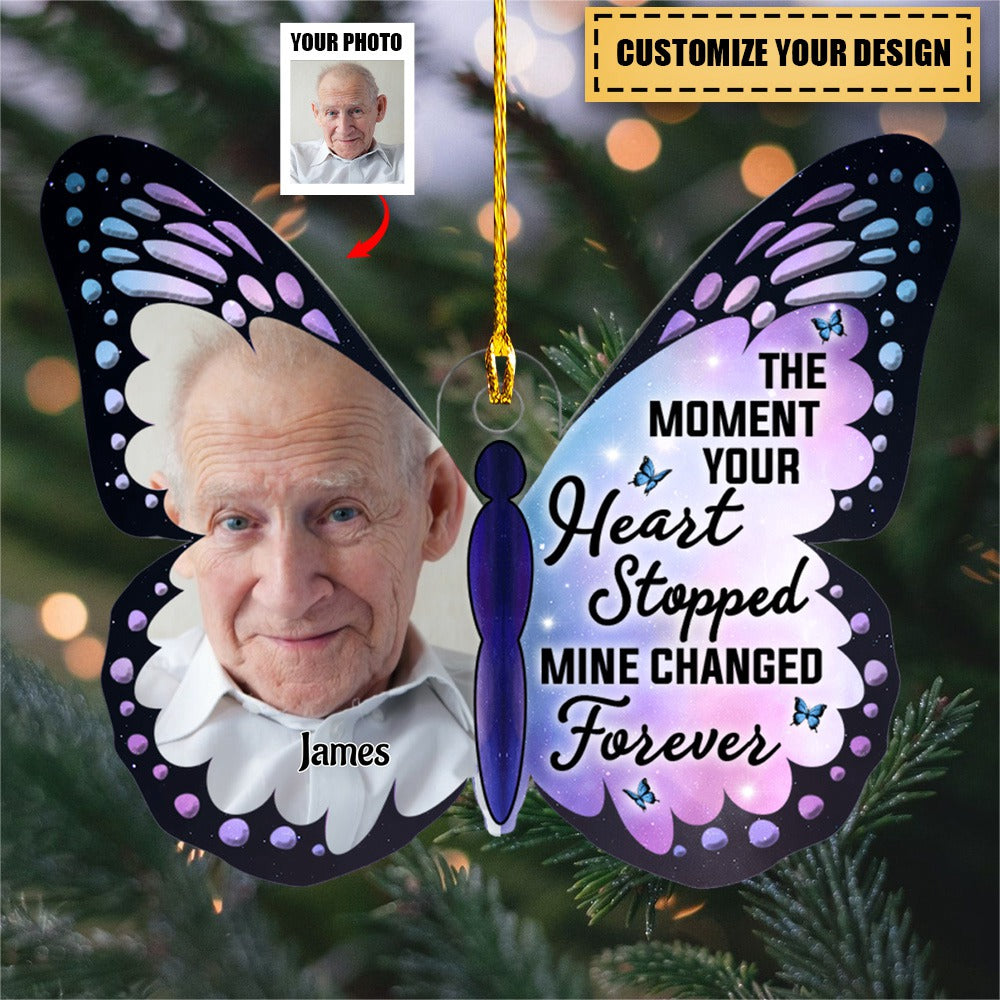Family Memorial Keepsake Photo Inserted Butterfly Personalized Acrylic Ornament