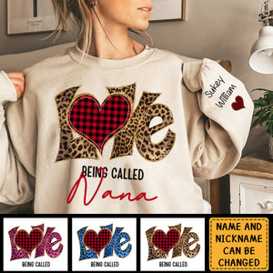 Leopard Plaid Love Being Called Grandma Mom Sweet Heart Kids Personalized Sweatshirt