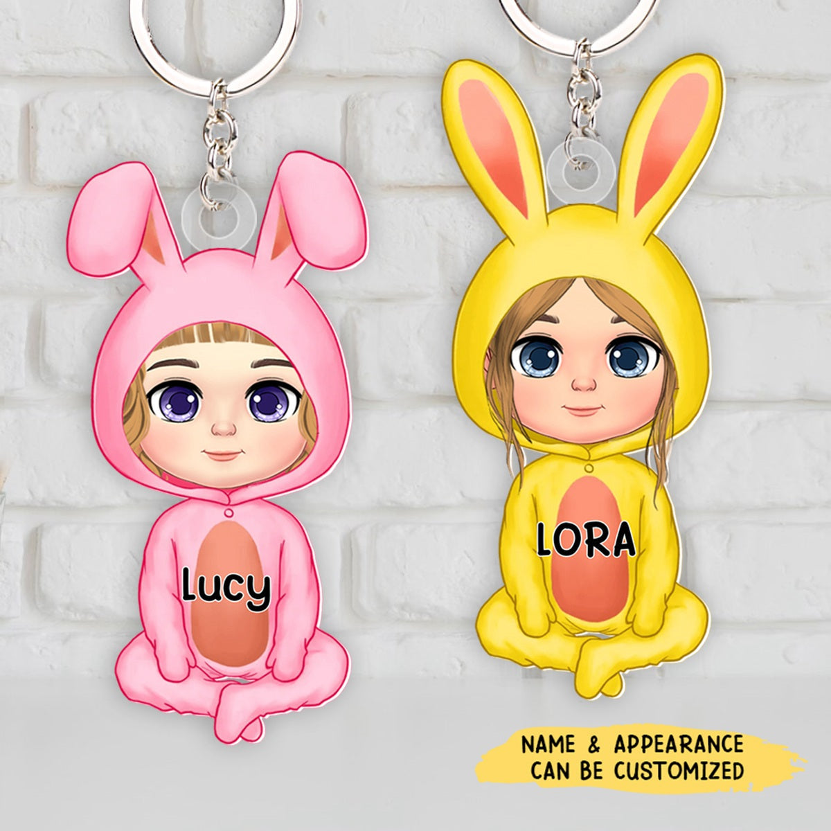 Easter Bunny Cute Kid Personalized Acrylic Keychain