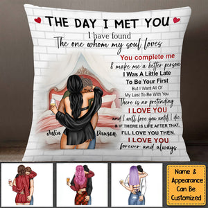 The Day I Met You Romantic Couples Valentines - Personalized Pillow
