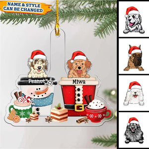 Personalized Christmas Dog Puppy Pet In Cup Acrylic Ornament