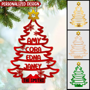 Unique Christmas Family Pine Tree Custom Member Names Personalized Ornament
