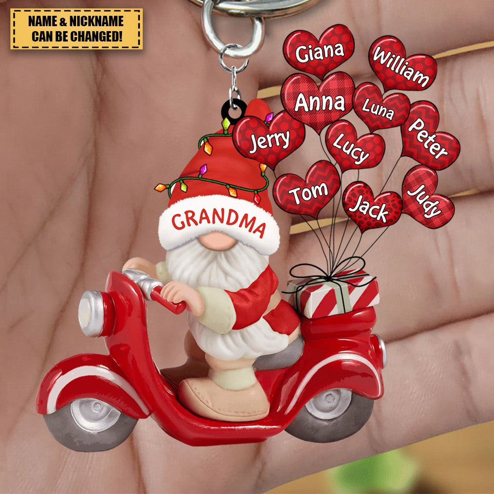 Nana Dwarf Riding A Motorbike With Balloon Kids Christmas Personalized Acrylic Keychain