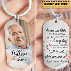 Custom Photo Those We Love Don't Go Away - Memorial Gift - Personalized Aluminum Keychain