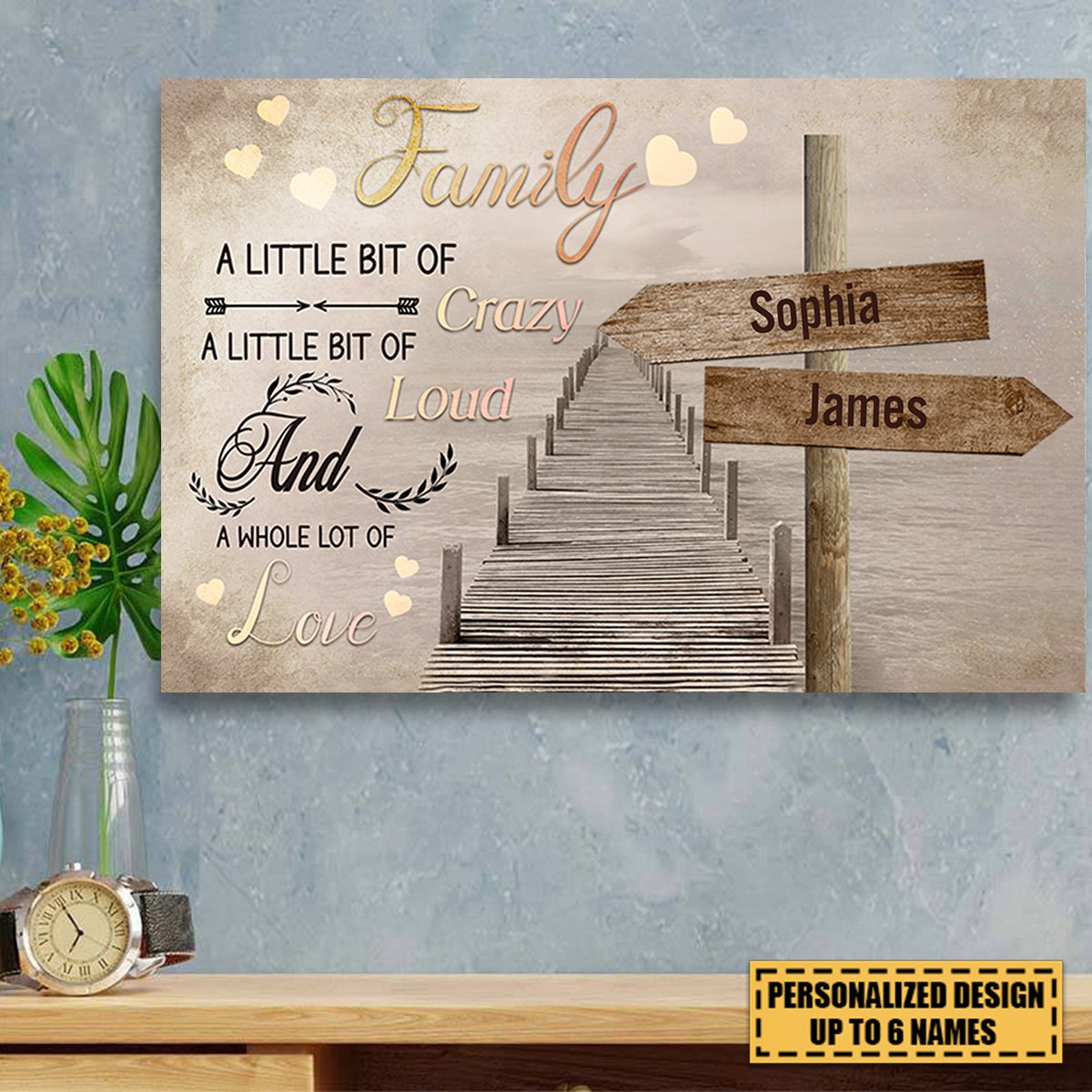 A Little Bit Of Crazy Gift For Family Personalized Canvas
