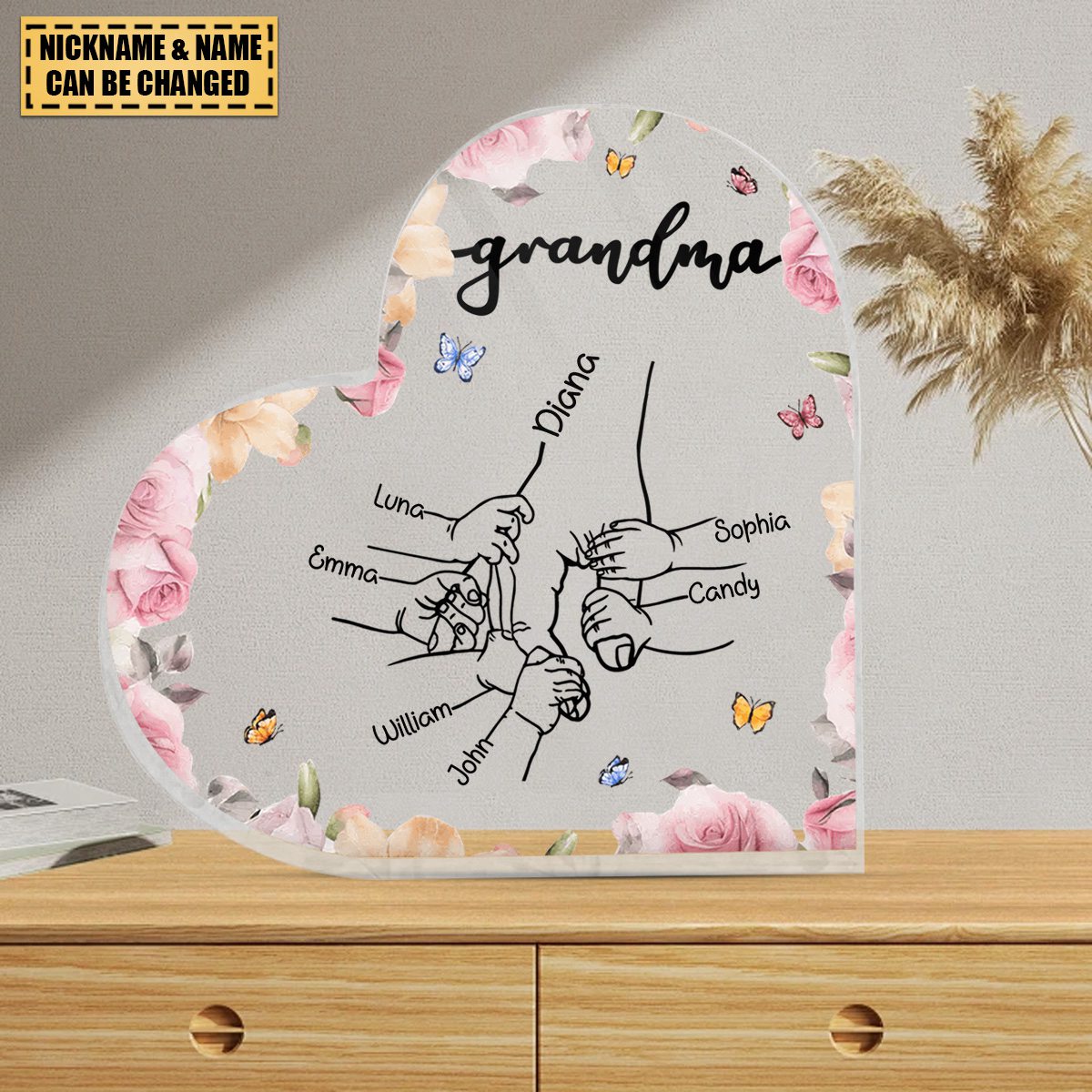 Holding Mom or Grandma's Hand - Personalized Acrylic Plaque