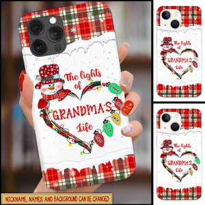 The Lights Of Nana's Life Snowman Grandma Christmas Personalized Silicone Phone Case
