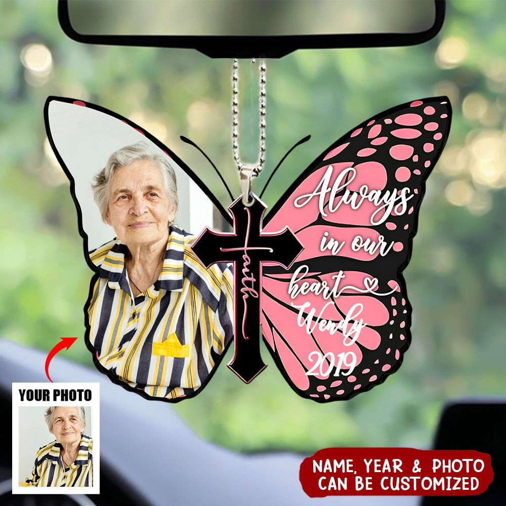 Always In Our Heart Memorial Gift Your Family Car Hanging Personalized Ornament Car Ornament