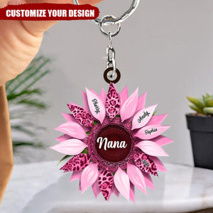 Nana, Mom, Auntie Sunflower - Birthday, Loving Gift For Mother, Grandma, Grandmother - Personalized Keychain