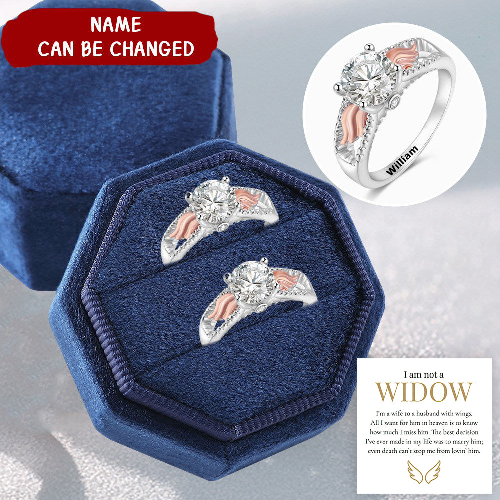 I'm A Wife To A Husband Personalized Circle Wings Memorial Ring