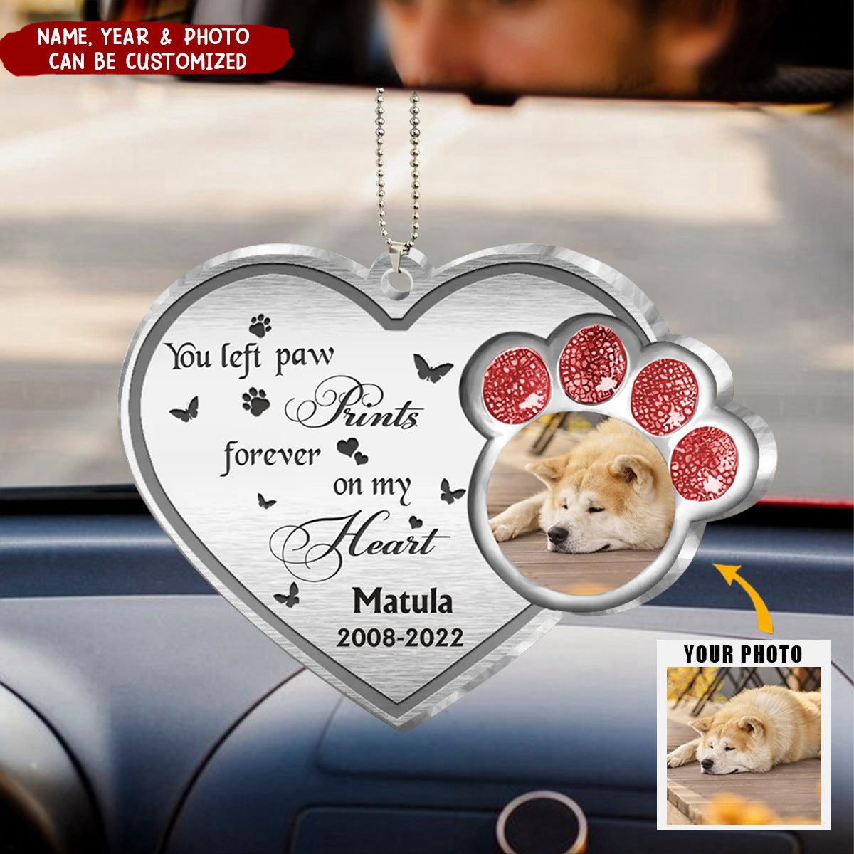 Personalized Photo Memorial Heart Aluminum Ornament - Memorial Gift Idea For Pet Lover