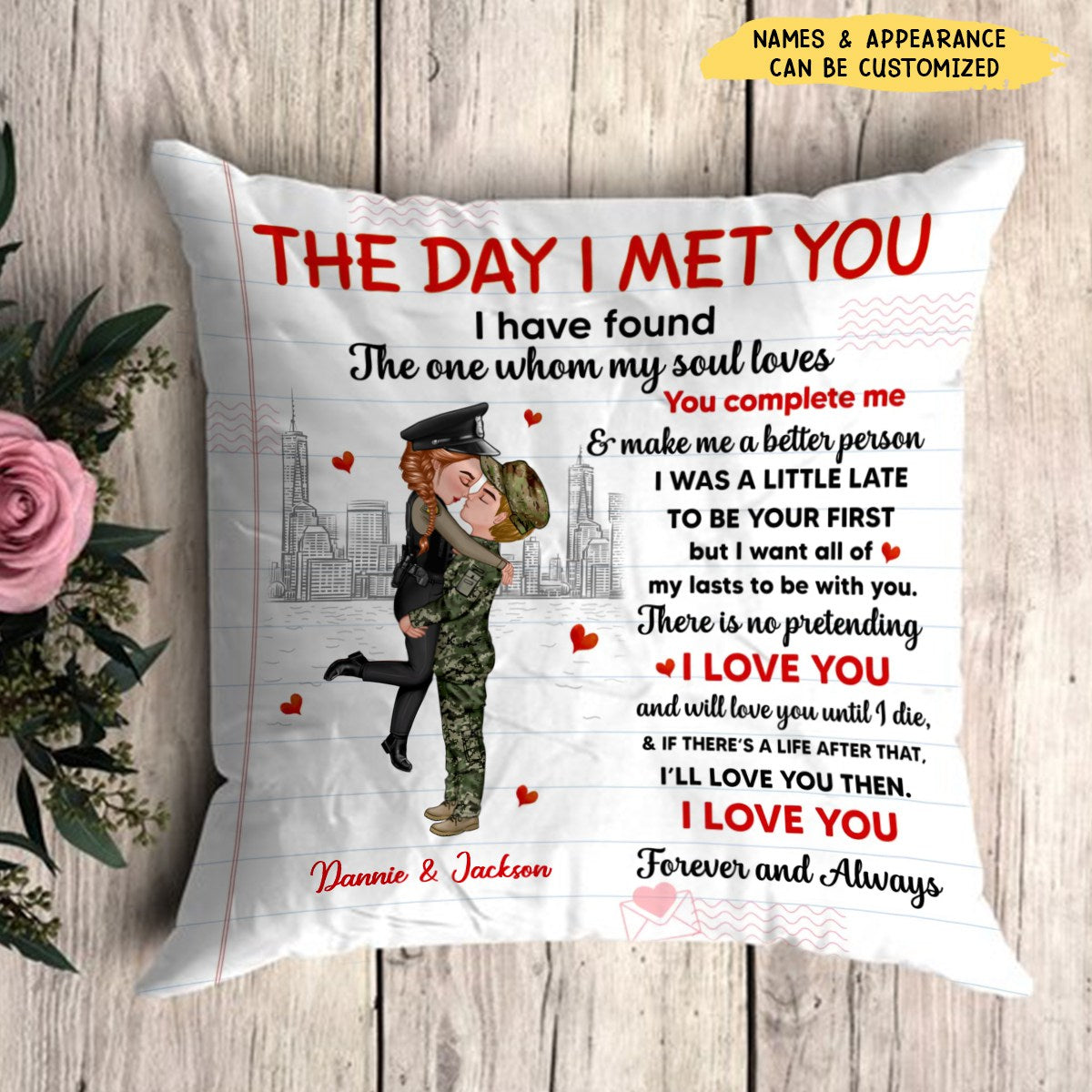 The Day I Met You - Occupation Couple Personalized Pillow, Valentine's Day Gift Idea For Couple