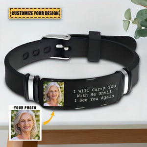 Custom Photo I'll Carry You - Memorial Gift For Family, Siblings, Friends, Dog Lovers, Cat Lovers - Personalized Engraved Bracelet