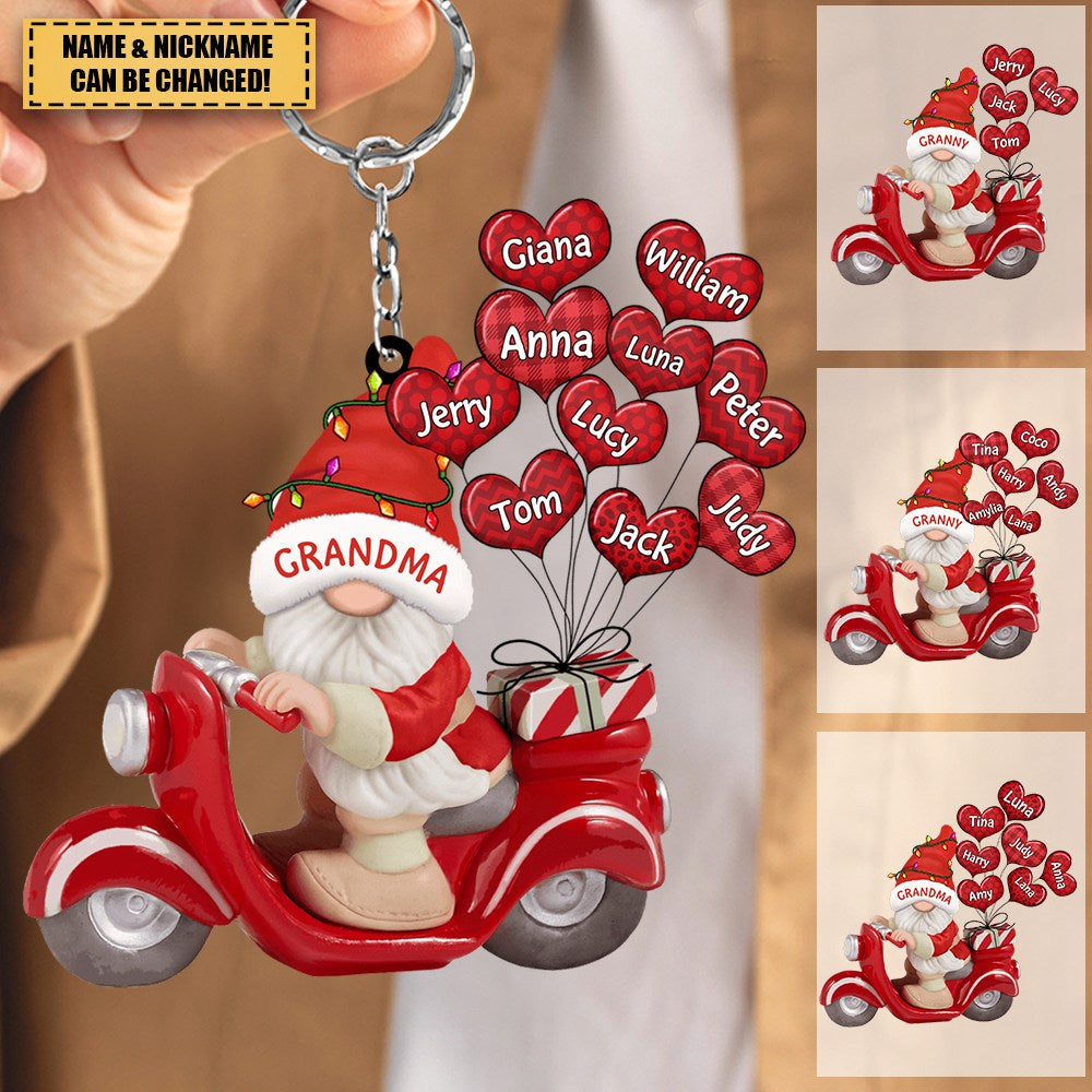Nana Dwarf Riding A Motorbike With Balloon Kids Christmas Personalized Acrylic Keychain