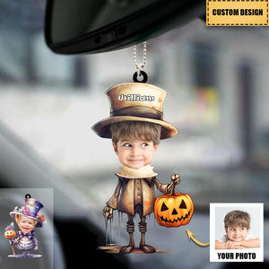 Personalized Cute Kid Halloween Pumpkin Ornament